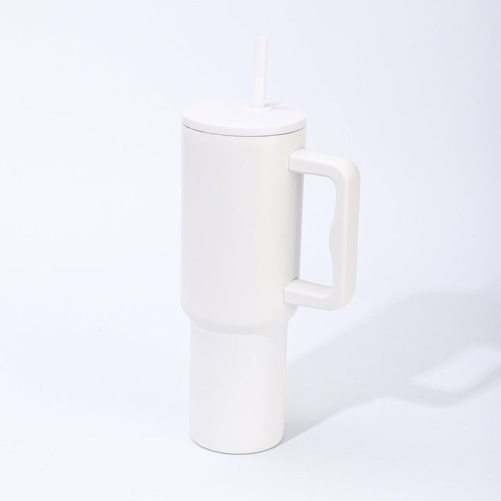 Double-Wall Insulated Travel Tumbler With Ergonomic Handle And Removable Straw