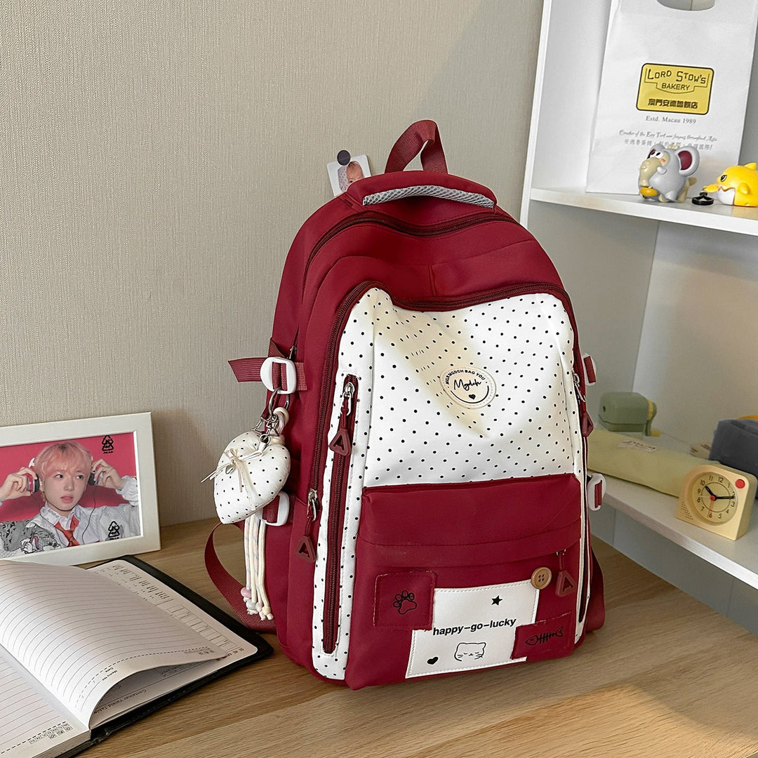 Cute Polka Dot Patterned School Backpack