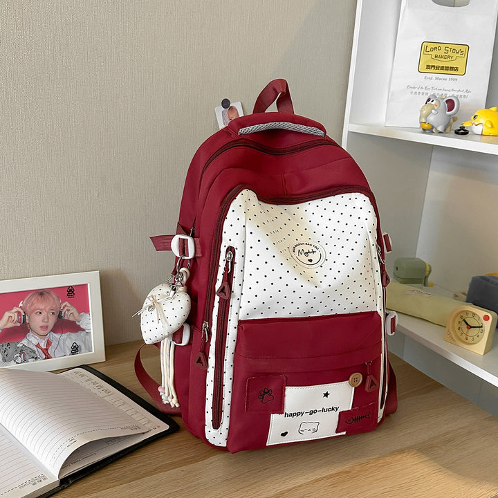 Cute Polka Dot Patterned School Backpack
