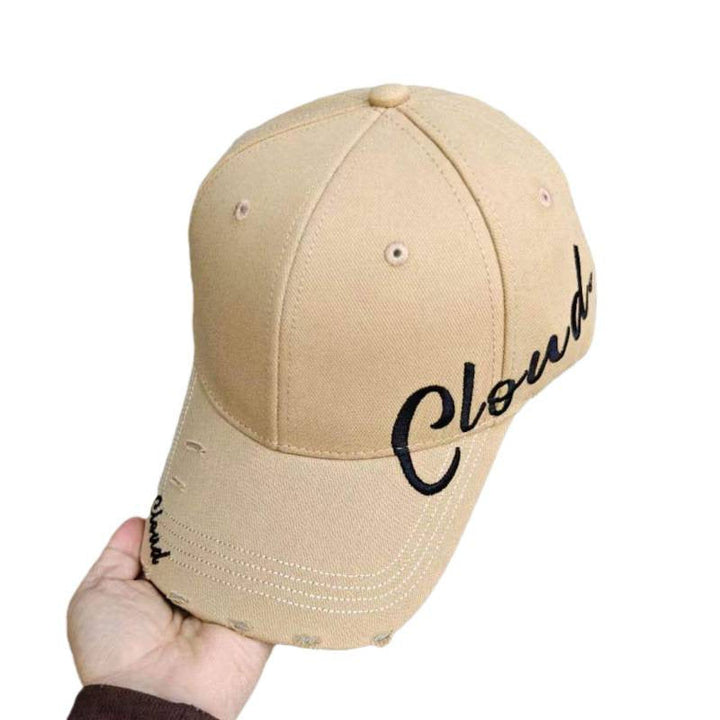Women's Distressed Cotton Baseball Cap with Scripted Design Kalsten