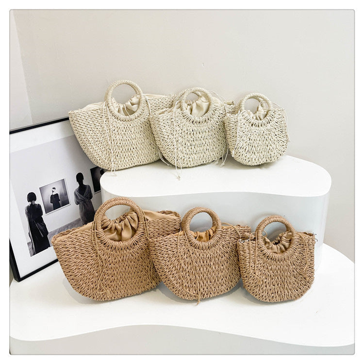 Handmade basket bag with light ruffles Kalsten