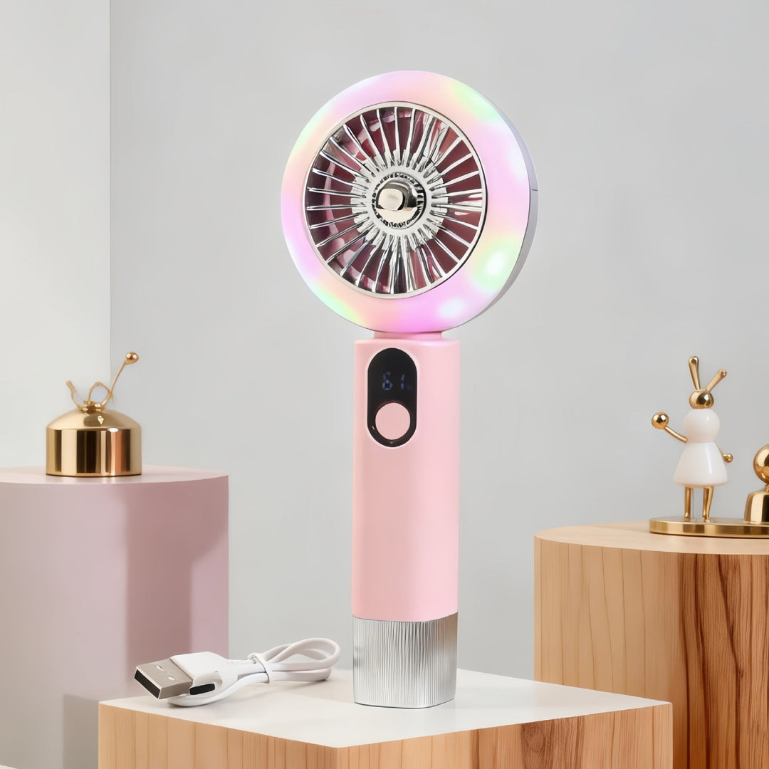 Ladies portable hand fan with LED display and stepless speed control Kalsten