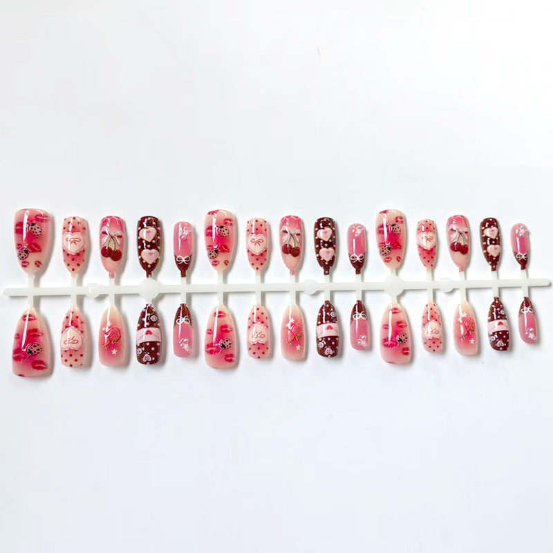 Artificial nail set with botanical motifs Kalsten
