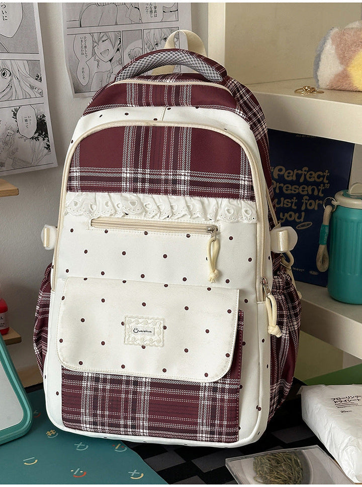Cute Plaid Print School Backpack