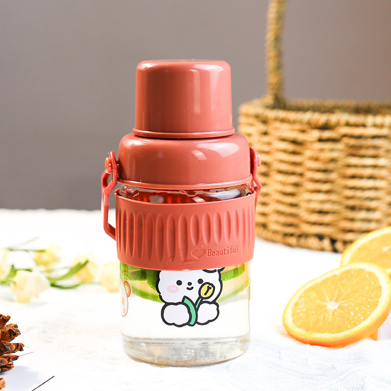 Ladies trendy glass drinking bottle with practical silicone protection Kalsten