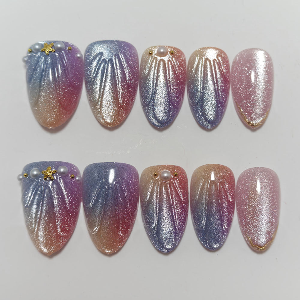 Artificial nails with glitter accents and elegant decorations Acalora