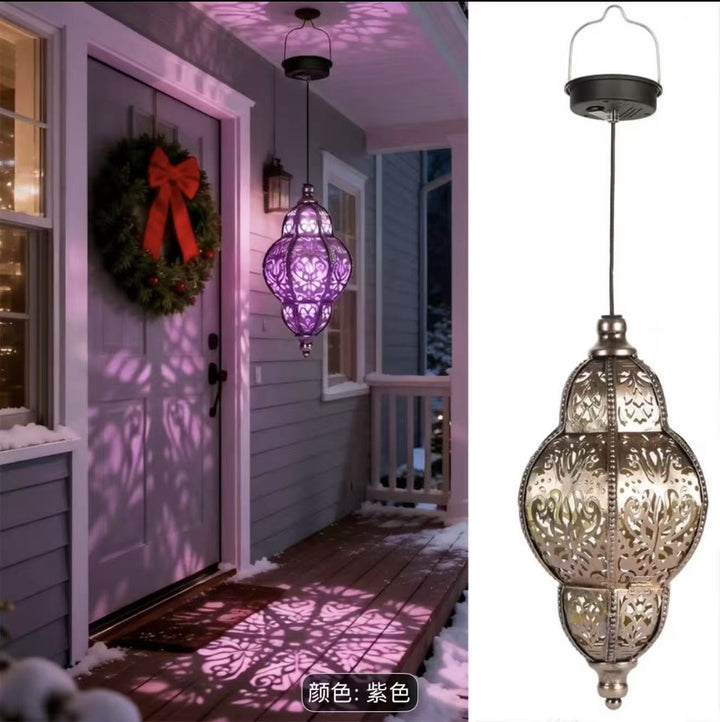 Ornate Filigree Hanging Projection Pendant Lamp With Adjustable Cord And LED-Compatible Socket Kalsten