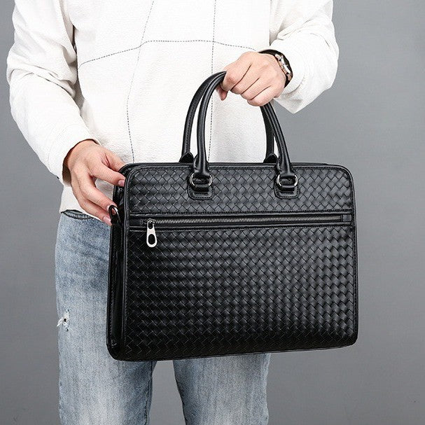 Elegant Briefcase Made of Woven Synthetic Leather Kalsten
