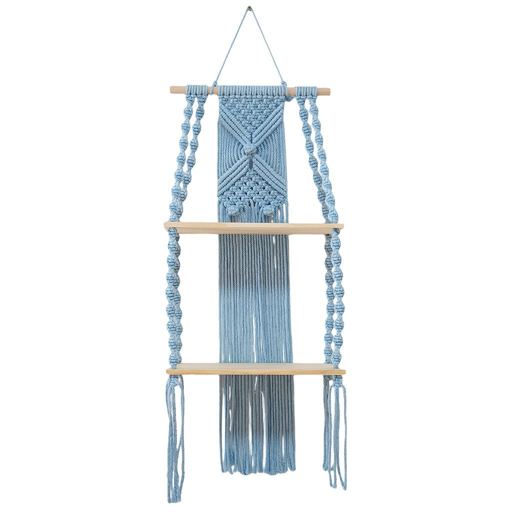 Macramé Wall Shelf with Multi-Tiered Design Acalora