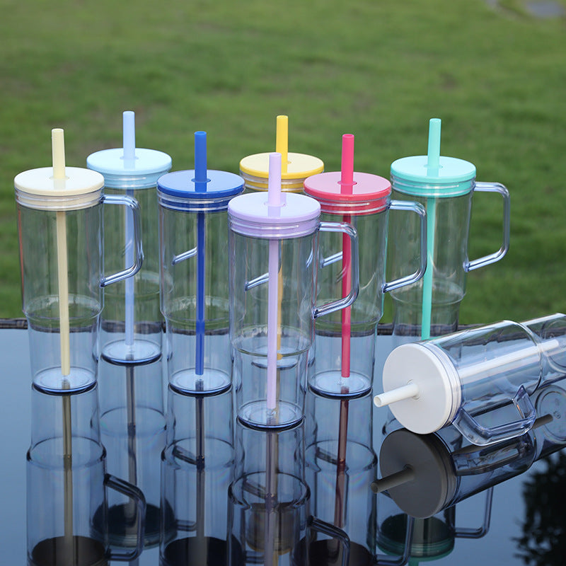 Unisex drinking cup with removable silicone straw and integrated carrying handle Kalsten