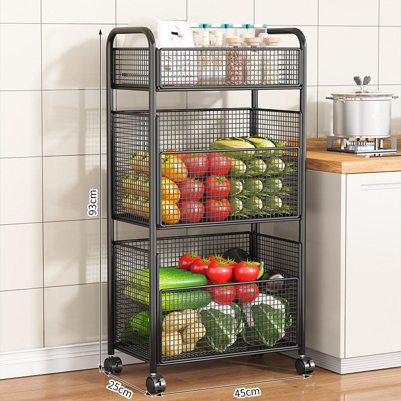 Rolling Kitchen Storage Organizer with Adjustable Mesh Baskets Kalsten
