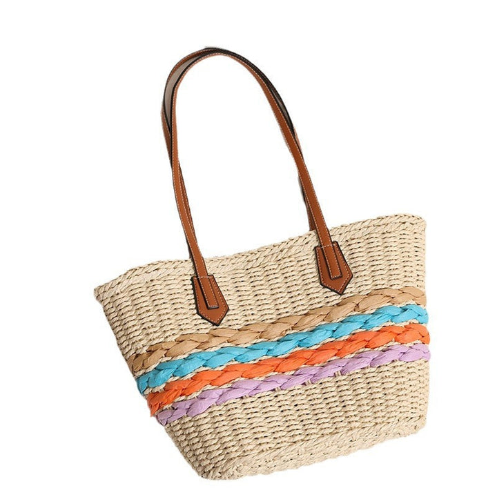 Curvy straw bag with colorful woven accents Kalsten