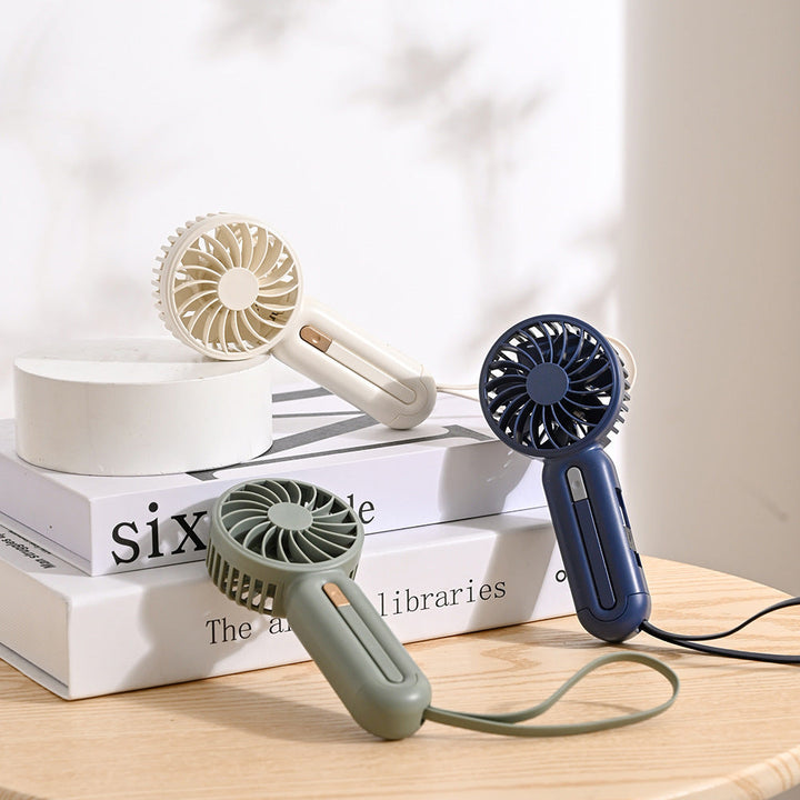 Unisex portable hand fan with foldable handle, USB charging function, and carrying strap Kalsten