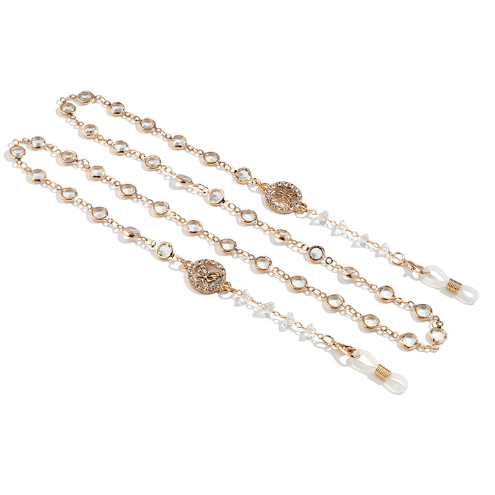 Glamorous Crystal-Embellished Eyewear Chain kalsten