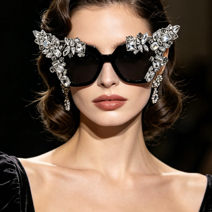 Ladies glamorous cat-eye sunglasses with extravagant crystal embellishments Kalsten