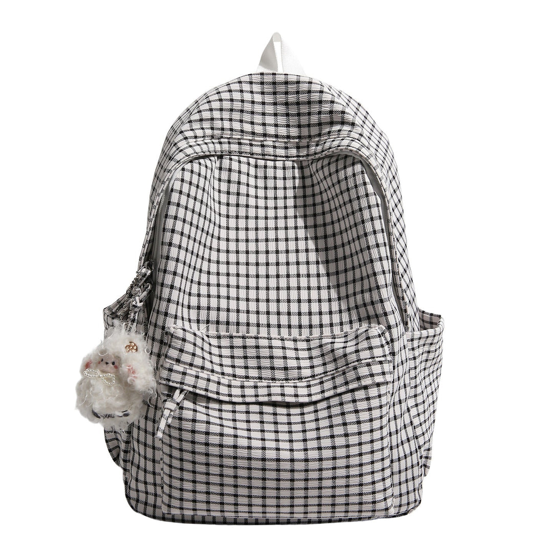 Checkered Patterned Multi-Pocket Backpack kalsten