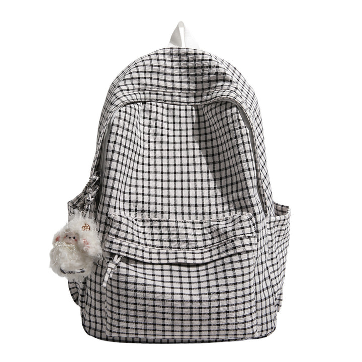 Checkered Patterned Multi-Pocket Backpack kalsten