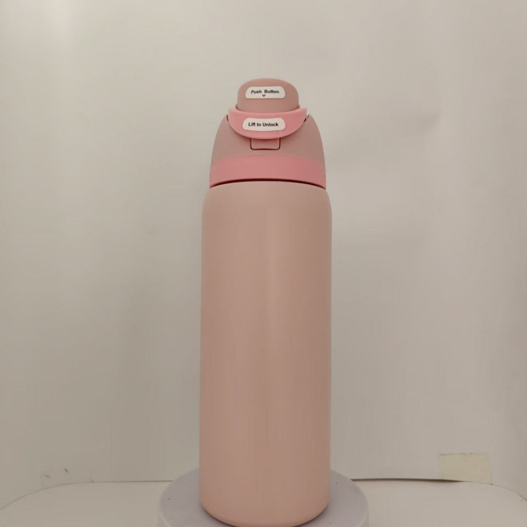 Double-Wall Vacuum Insulated Stainless Steel Travel Bottle With Flip Straw Leakproof Lid And Character Print