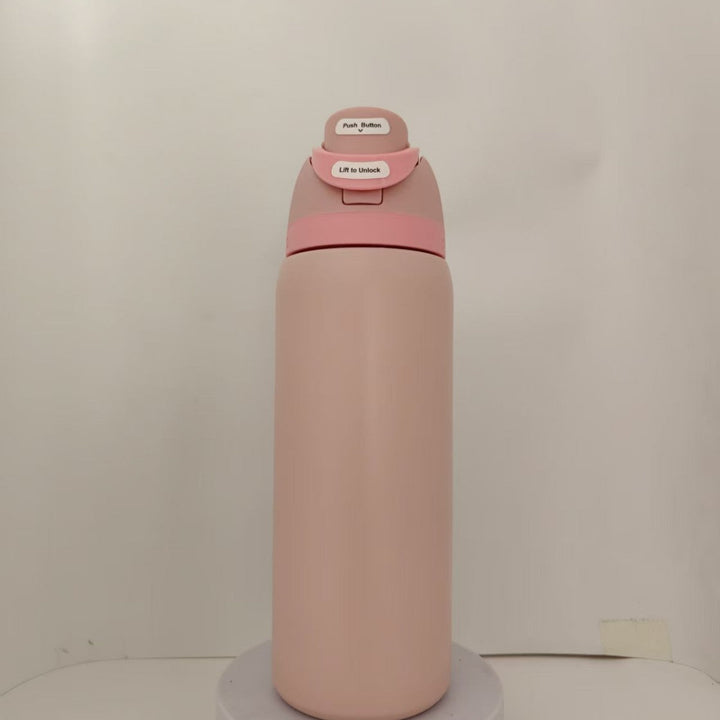 Double-Wall Vacuum Insulated Stainless Steel Travel Bottle With Flip Straw Leakproof Lid And Character Print