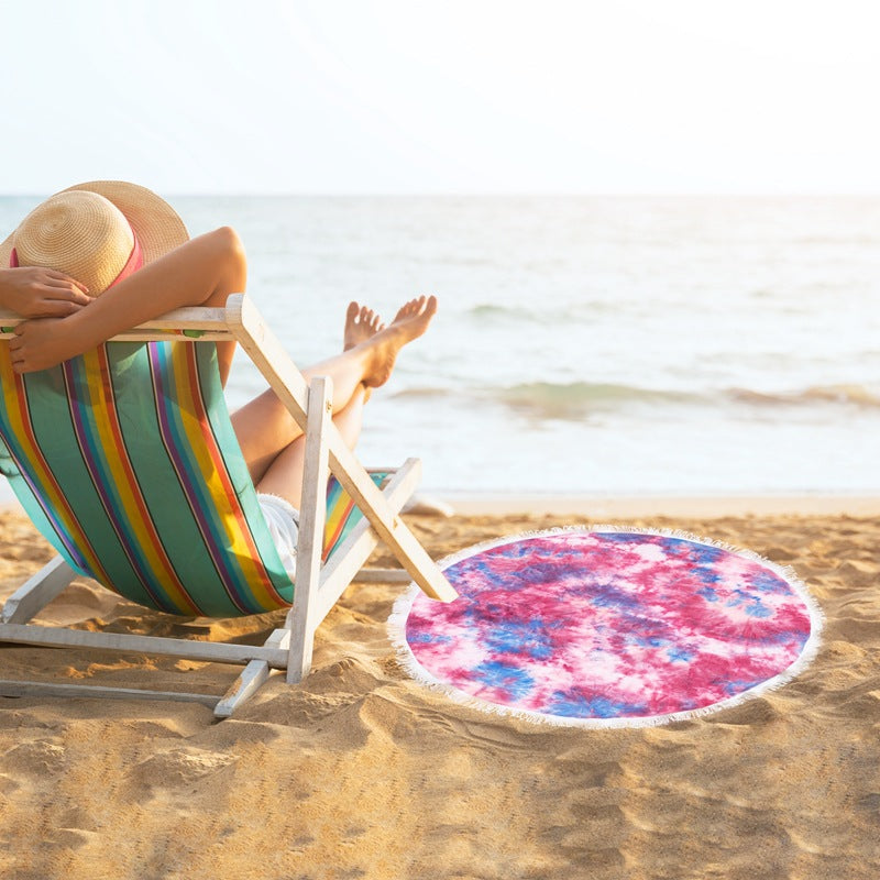 Ladies round beach blanket with fringes Kalsten