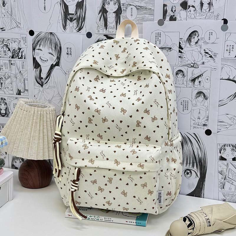 Casual Patterned Fabric School Backpack