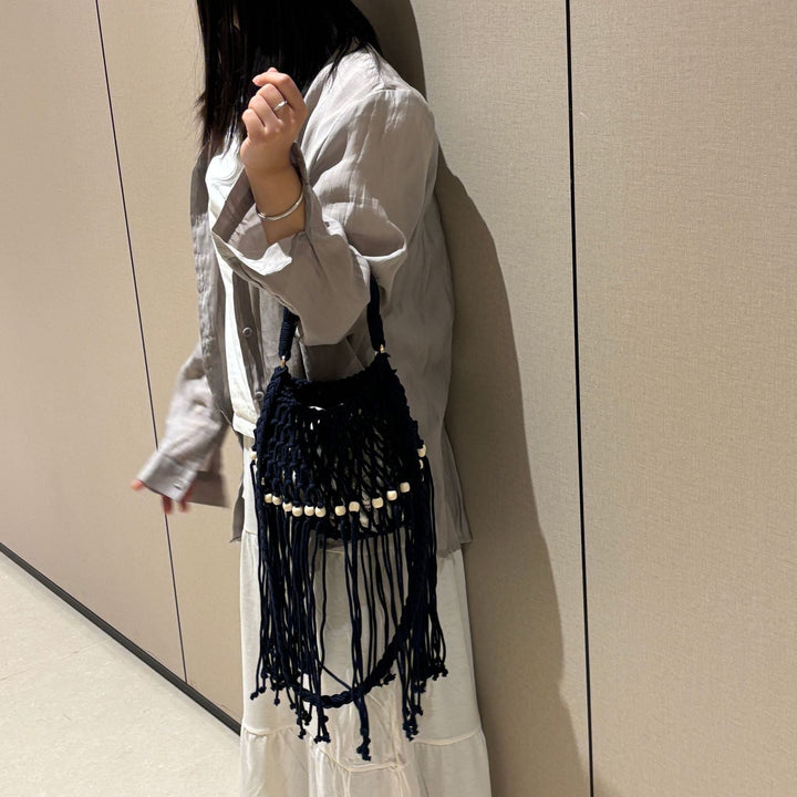 Hand-knotted shoulder bag with tassels Kalsten