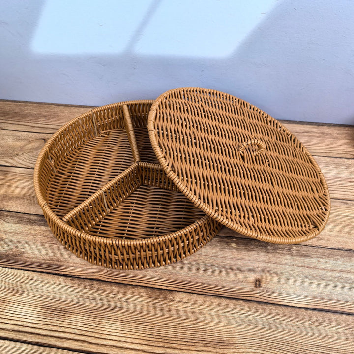 Ladies beef braided serving basket with three compartments Kalsten
