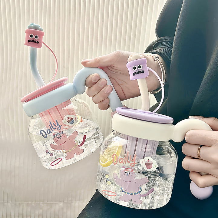 Women’s creative drinking bottle with integrated silicone straw Kalsten