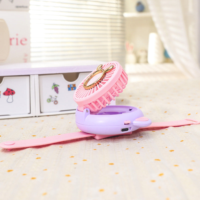 Women's Portable Mini Fan with Integrated Mirror and Spray Function Kalsten