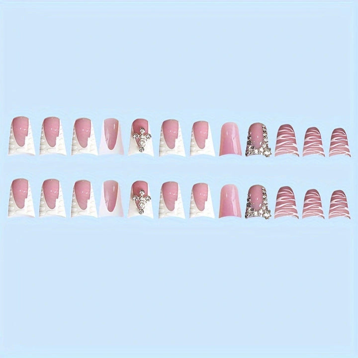 Decorative Press-On Nail Art Set with Gemstone Accents Kalsten