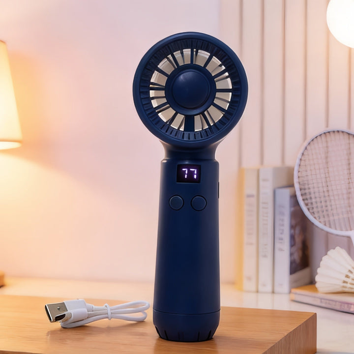 Women's Portable Hand Fan with Digital Display and USB Charging Function Kalsten