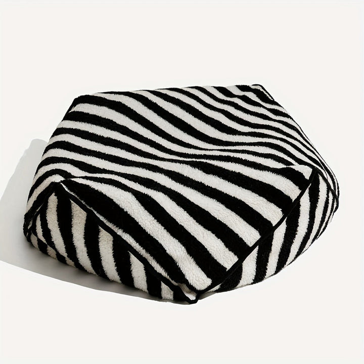 Comfortable Striped Plush Dog Bed