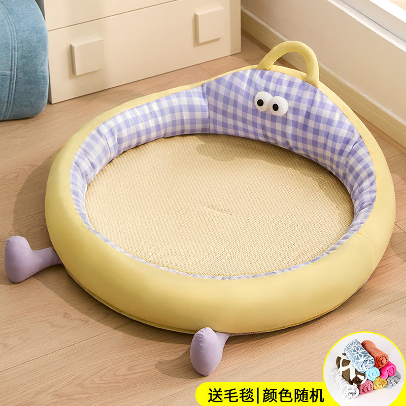 Unisex nan round padded cat and small dog bed with raised edge and sisal sleeping area Kalsten