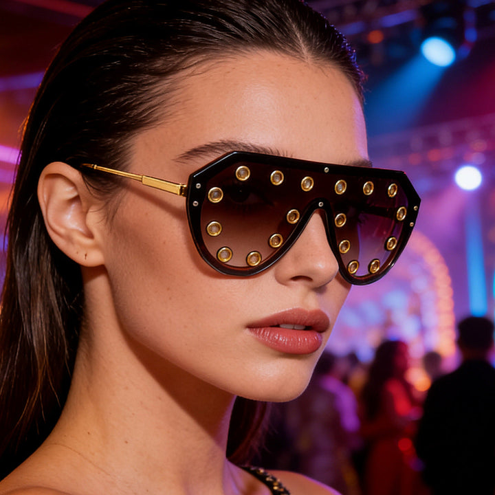Women's statement sunglasses in futuristic design with decorative elements Kalsten