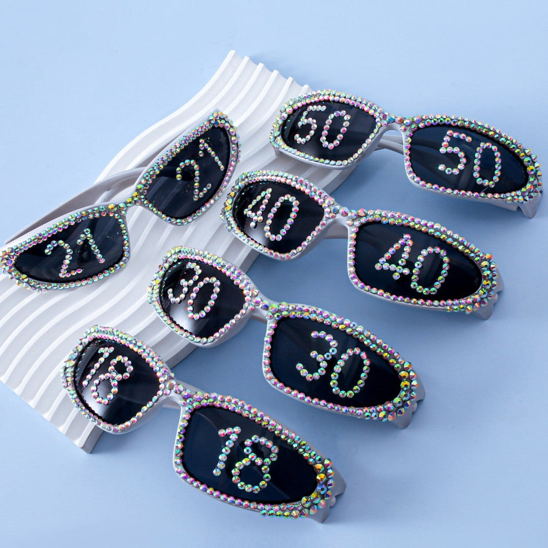 Women Glamorous Rhinestone Sunglasses with Custom Designed Inscription Kalsten