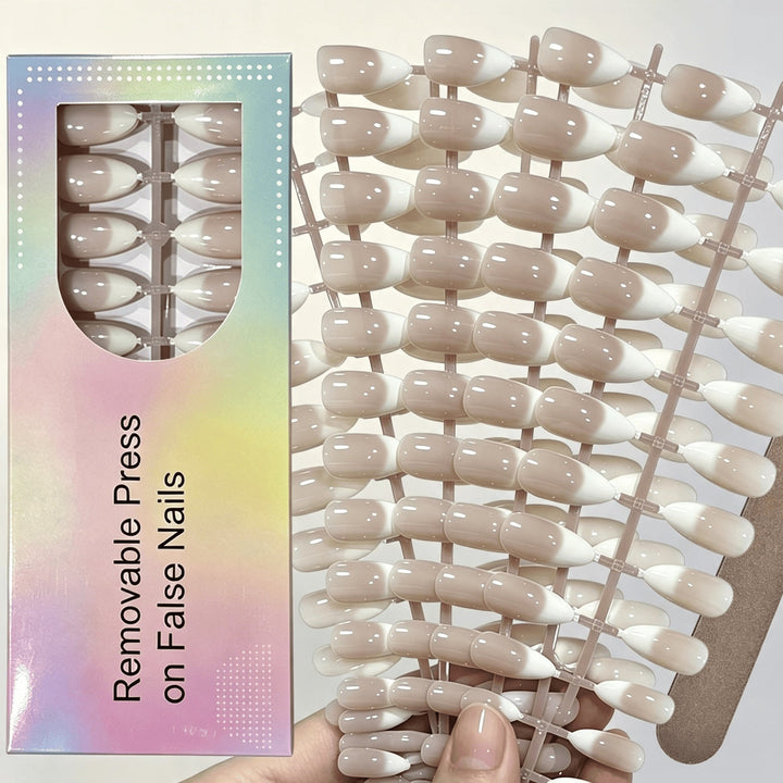 Removable Press-On Nail Set with French Tip Design Kalsten