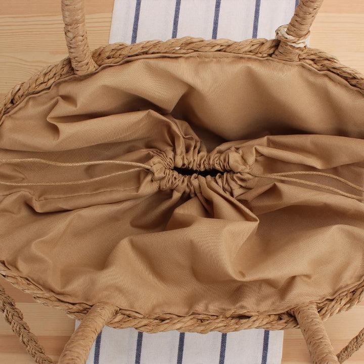 Elegant Bast Shoulder Bag with Tassels and Reinforced Handle Kalsten