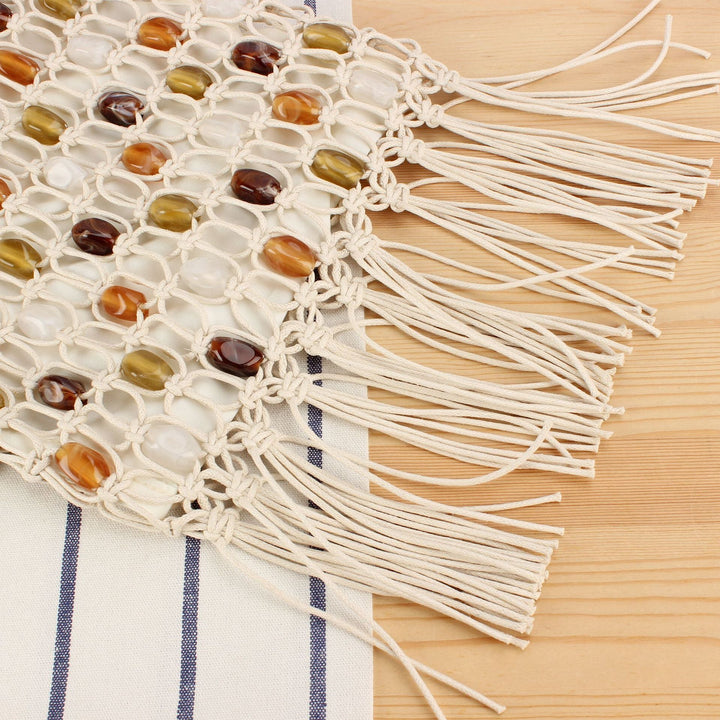 Macrame Crossbody Bag with Colorful Beads and Trendy Fringes Kalsten