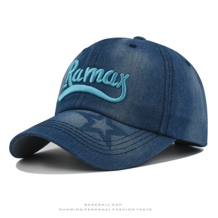 Men's Distressed Denim Embroidered Baseball Cap Kalsten