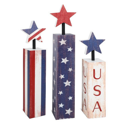 Unisex nan patriotic glitter tabletop column decor with star toppers Kalsten