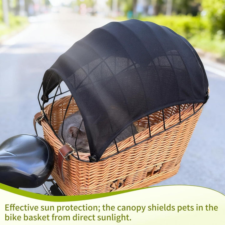 woven wicker pet carrier basket with retractable mesh canopy Kalsten