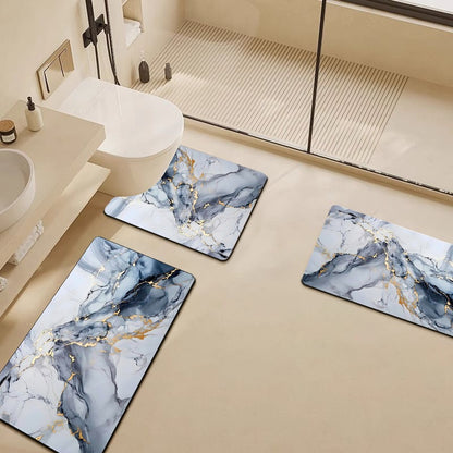 Luxury Marble-Pattern Bathroom Mat Set Acalora