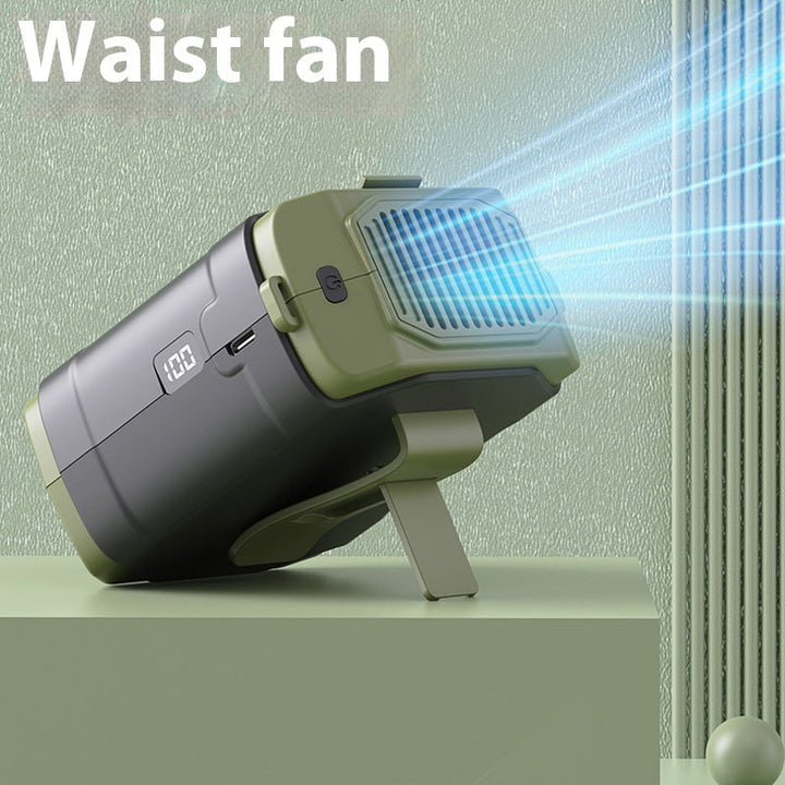 Unisex nan compact rechargeable waist fan with digital battery indicator and adjustable tilt foot Kalsten