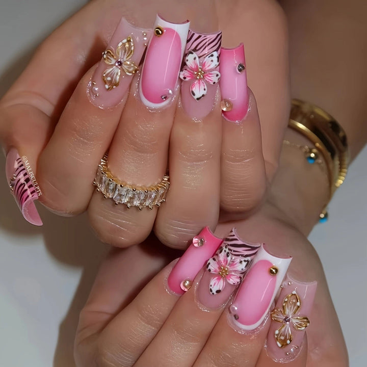 Artistic Floral 3D Press-On Nails Kalsten