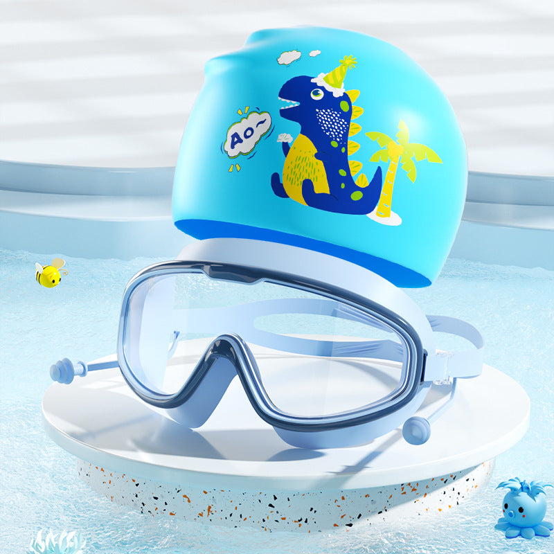 Kids Dinosaur-Themed Swim Mask and Cap Set Kalsten