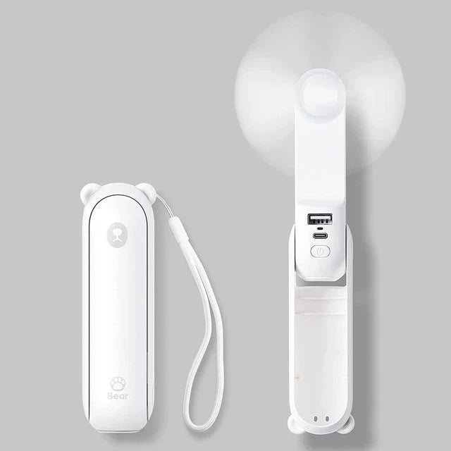 Unisex one-size foldable rechargeable hand fan with integrated power bank and dual USB charging ports Kalsten