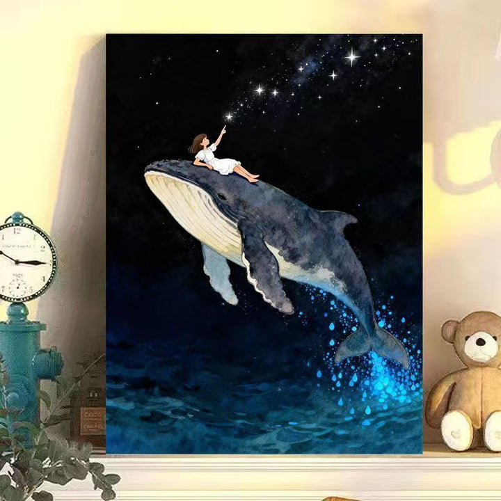 Dreamy Whale and Girl Canvas Artwork Kalsten