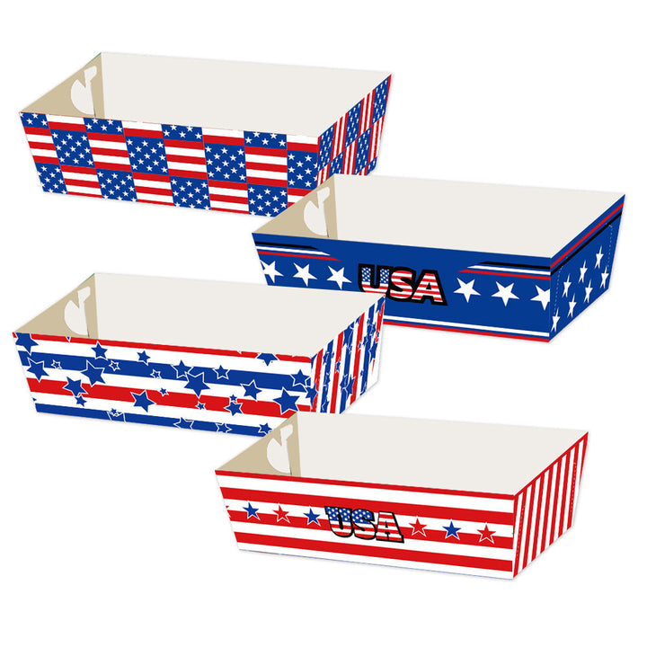 Unisex nan decorative gift boxes made of sturdy cardboard with foldable plug bottom and Americana star-and-stripes pattern Kalsten