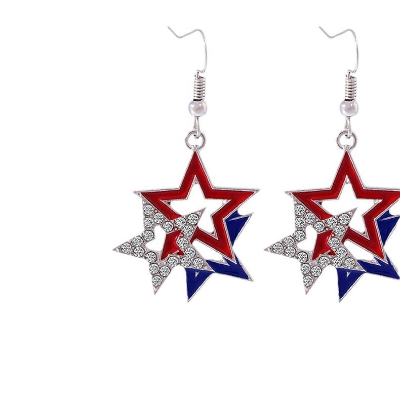 Women's fashionable star earrings with rhinestone accents and enamel pendants Kalsten
