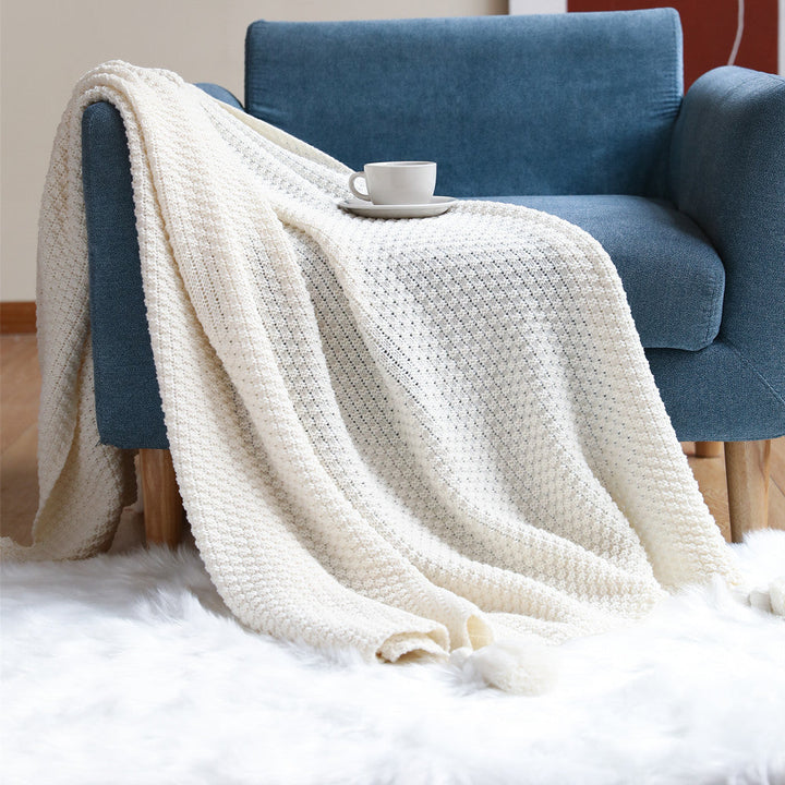 Women’s knitted blanket with decorative tassels Kalsten